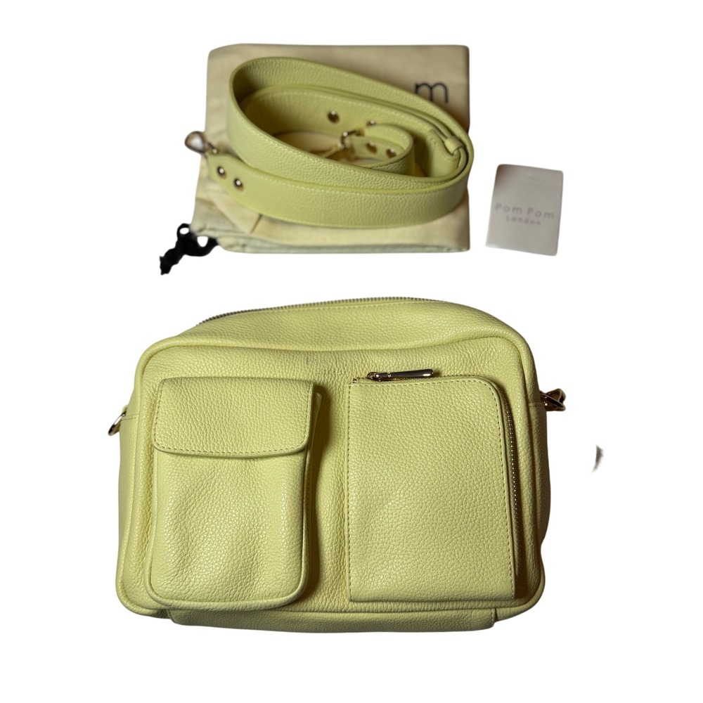 Pom Pom London Chiswick Cargo Crossbody Bag Lemon Leather RFID Women